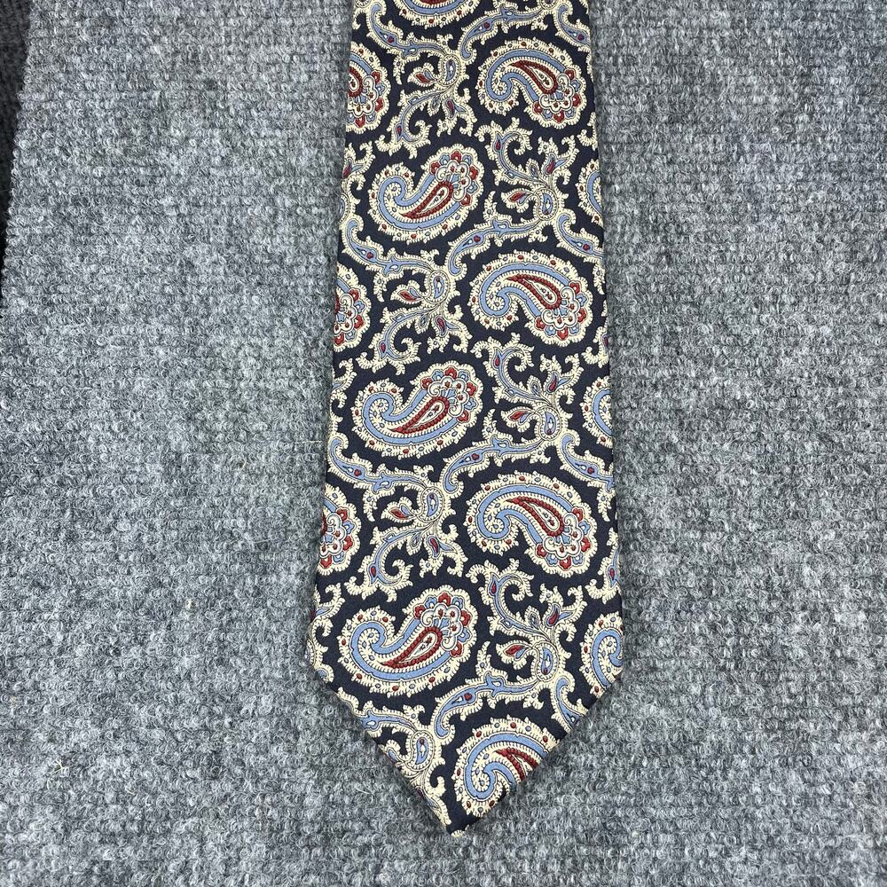 Brooks Brothers Tie 3.5"X58" Blue Paisley Allover All Silk Hand Made In USA